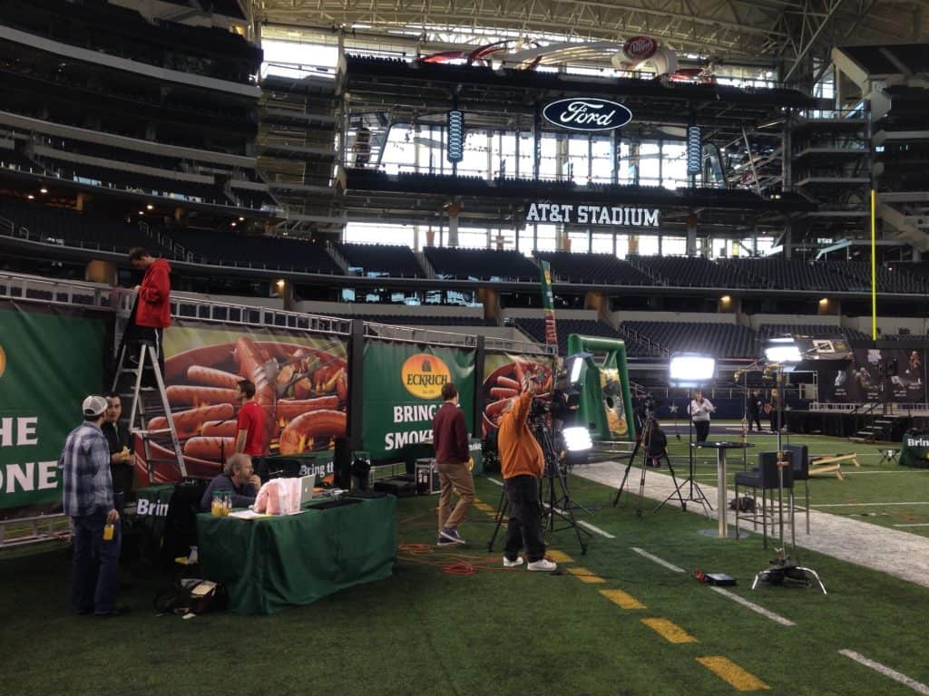 filming a commercial inside AT&T stadium in dallas