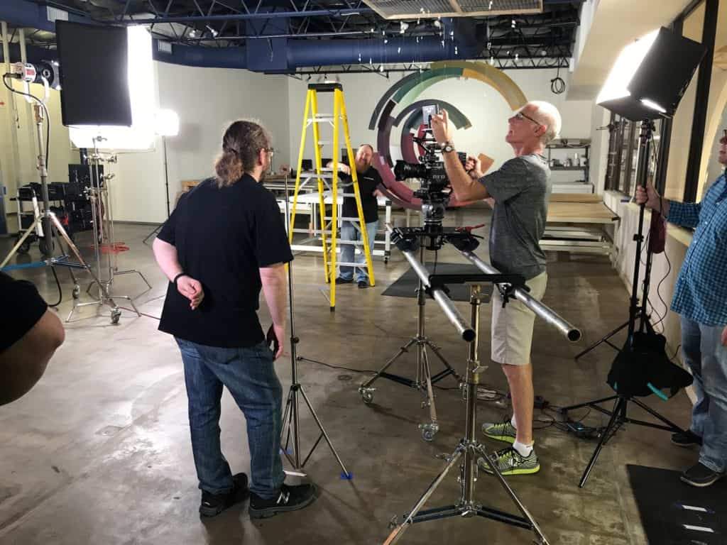 behind the scenes at a marketing video soot
