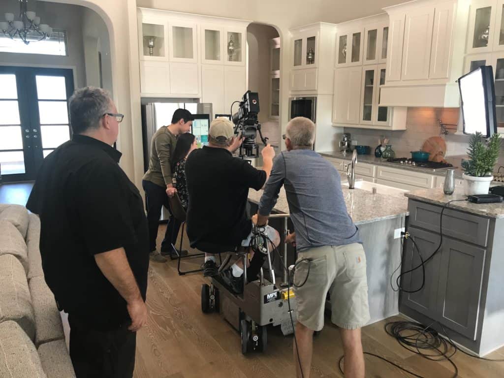 behind the scenes filming for a home commercial
