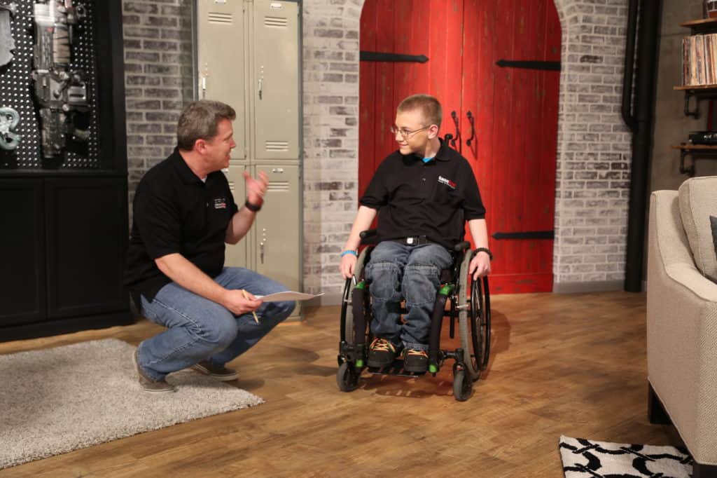 Boy in Wheelchair on Video Set