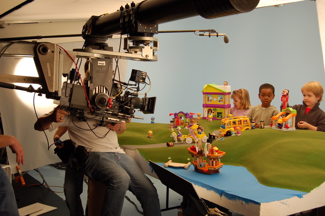Kids being filmed for a Play Town TV commercial shoot at CRM Studios
