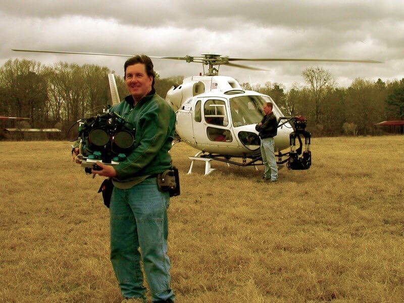 Filming from a helicopter