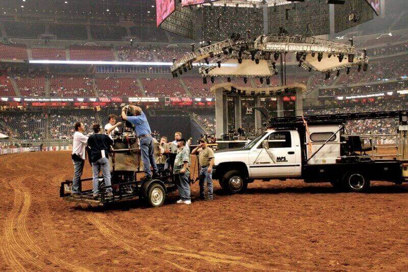 Filming in a stadium