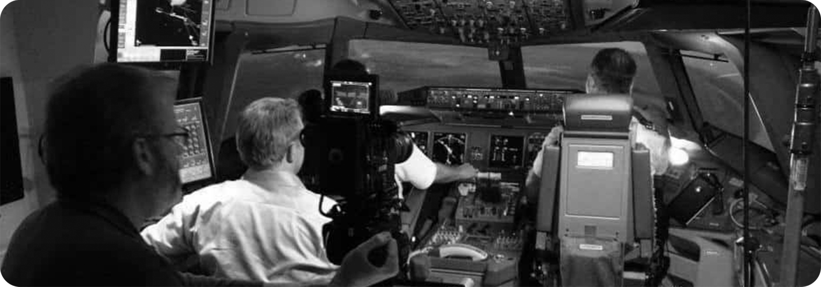 video shoot in airplane cockpit